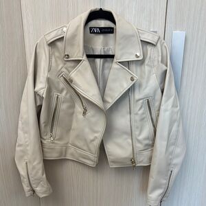 Zara Cream Biker Jacket for Women Like New